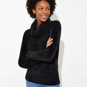 LOFT | Black chenille cowlneck sweater